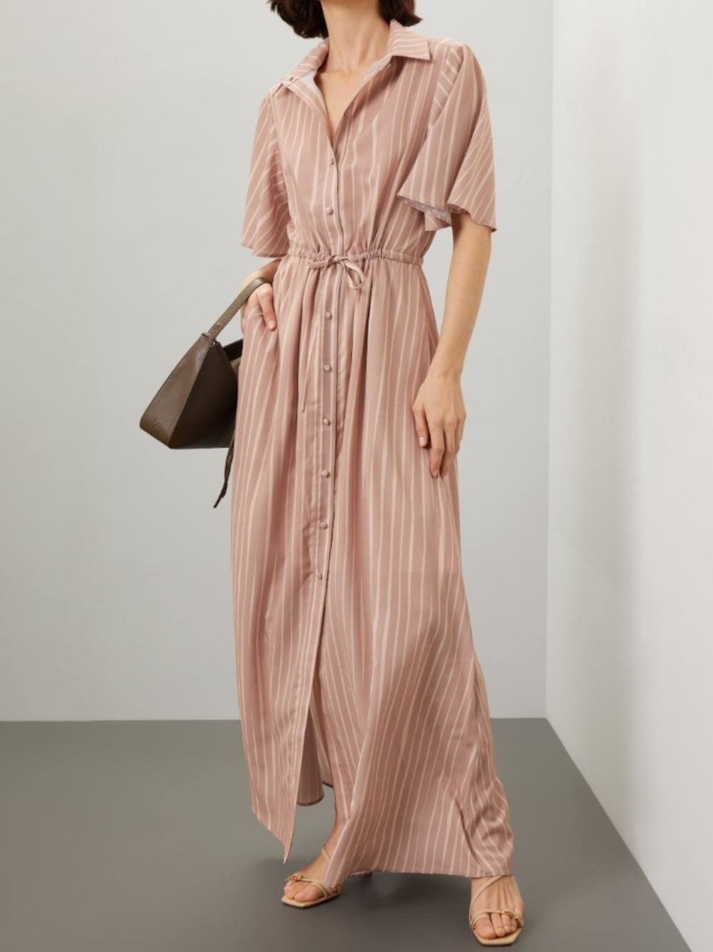 Hutch Layton Stripe Button-Front Maxi Shirt Dress size medium retails $297